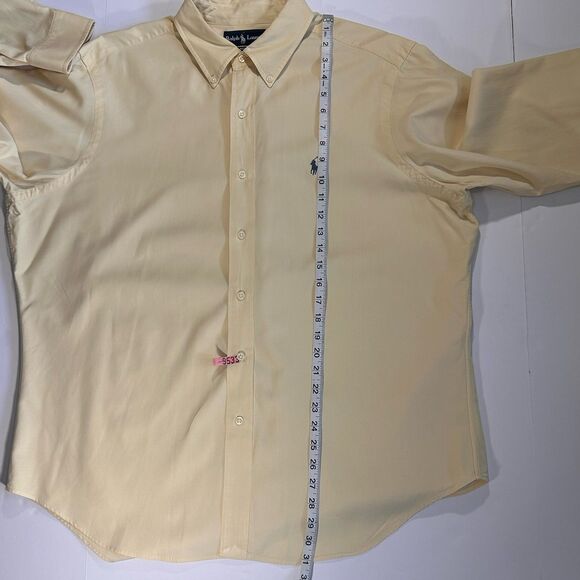 Ralph Lauren Button Down Mens XL Classic Fit Silk Blend Long Sleeve Yellow - Picture 5 of 16
